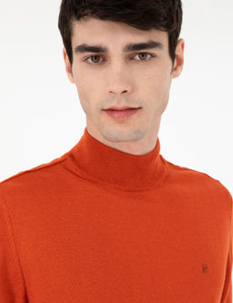 Turuncu Slim Fit Yar_m Bal_k__ Yaka Basic Triko Kazak - Pierre cardin фото 2