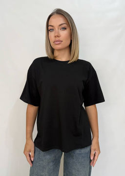 K12996 Футболка OVER SIZE (хлопок) ЧЕРНЫЙ