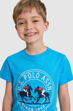 Erkek _ocuk Kobalt Mavi Bisiklet Yaka Ti__rt - U.s. polo assn фото 2