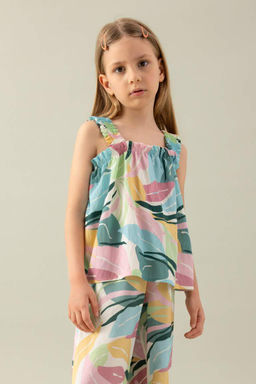 Блузка с узором на бретелях для девочки