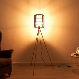 Торшер «Лофт», E27, 40 Вт, чёрный-золото, 24.5×24.5×140 см