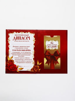 Диплом «С Юбилеем 50 лет», с конвертом для денег, А5, 21×15 см