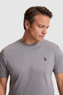 Erkek Gri Regular Fit Bisiklet Yaka Basic Ti__rt