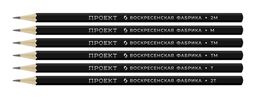 ВКФ Проект 6P-4010 Набор графитных карандашей ОПП заточенный ассорти 8 х 6 шт. 2М(2B), М(B), ТМ(HB), ТМ(HB), Т(H), 2Т(2H)