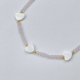 Анклет браслет на ногу из Розового кварца и Перламутра 21 см + - Радуга самоцветов фото 2