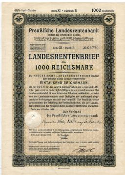 Облигация 4,5% 1000 рейхсмарок 1939 года Германия