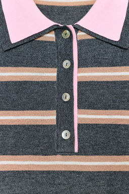 STRIPED COMBINED KNIT POLO SHIRT - Zara фото 6