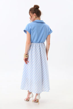 Платье NIKVA н969-2 голубой+бело-голубая полоска  фото 2