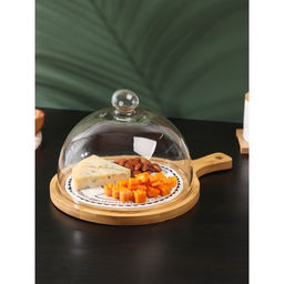 Блюдо для сыра с крышкой клош «Эстет», 31.5×23×18 см, дерево, стекло