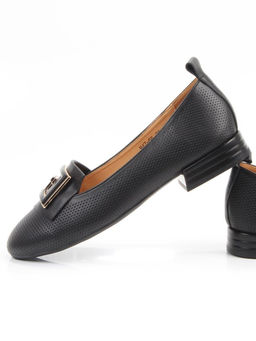 06-M47-56 BLACK Туфли женские на широкую ногу (натуральная кожа)