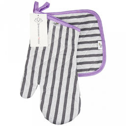 Кухонный комплект "Лайн-3": прихватка-варежка 15х30см + прихватка 20х20см, рогожка 171г/м2, хлопок 100%, наполнитель - ватин 280г/м2, на пластмассовом подвесе, "Домашняя мода" (Россия)