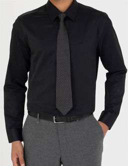 Siyah Slim Fit Uzun Kollu Basic G_mlek