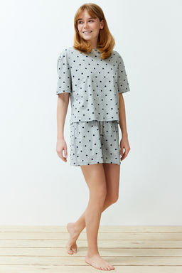 Trendyolmilla Beyaz %100 Pamuklu Puantiyeli ve Kalpli Sortlu Orme Pijama Tak?m? THMSS21PT1485 фото 52