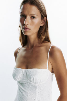 MIDI CORSET DRESS WITH CUTWORK EMBROIDERY - Zara фото 3