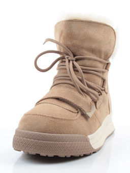 04-PAYH06-3Z BEIGE Ботинки зимние женские (натуральная замша, 100% шерсть, натуральный мех)