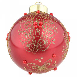 Елочная игрушка шар стеклянная д9,5см, красный металлик, ручная художественная роспись, подарочная упаковка (Россия) - Домашняя мода фото 4