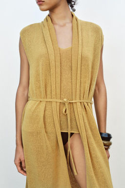 LONG KNIT LINEN WAISTCOAT - Zara фото 2