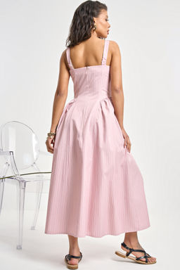 Сарафан хлопковый в полоску голубой - Fly фото 10