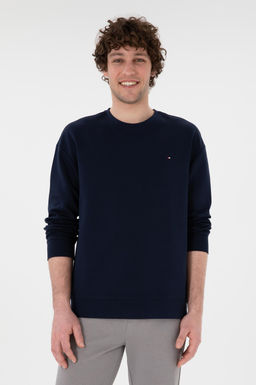 Erkek Comfort Fit Bisiklet Yaka Lacivert Sweatshirt Sepette S_rpriz _ndirim