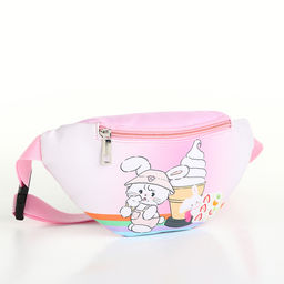 Сумка поясная «Мороженое», детская, для девочки, на молнии, розовая