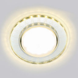 DLS-L157 GX53 GLASSY/CLEAR 3D Светильник декоративный встраиваемый, серия Luciole. Без лампы, цоколь GX53. Доп. светодиодная подсветка 4Вт. Металл/стекло. Зеркальный/Прозрачный, эффект 3D. ТМ Fametto