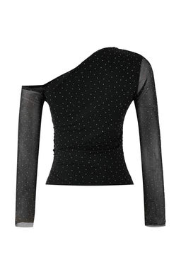 Siyah Par?lt?l? Tas Bask?l? Asimetrik Yaka Orme Party Bluz TPRAW26BZ00061 - Trendyolmilla фото 6