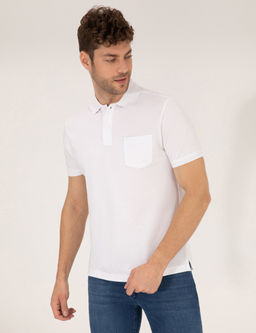 Beyaz Regular Fit Polo Yaka Basic Ti__rt