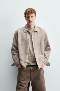 SOBRECAMISA REGULAR FIT / Beige claro - Zara фото 3