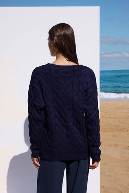 More Sustainable Lacivert Kay?k Yaka Triko Kazak TWOAW26KZ00126 - Trendyolmilla фото 4