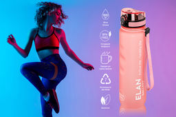 Бутылка для воды 1000 мл 7,8*7,8*28,5 см "Style Matte" с углублениями д/пальцев пыльная роза