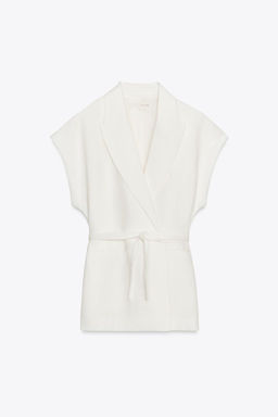 ZW COLLECTION LINEN BLEND DOUBLE-BREASTED WAISTCOAT