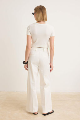 Beyaz Kal?n Kumas Wide Leg/Genis Paca Pantolon | TWOSS26PL00019 - Trendyolmilla фото 4