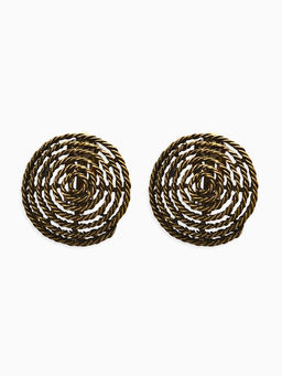 Цена за 2 шт. Клипсы «Гипноз», круг из веревки, цвет чернёное золото