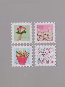 Цена за 2 шт. Наклейка бумага «Марки. Цветочки», 3×3 см, 200 шт. в рулоне