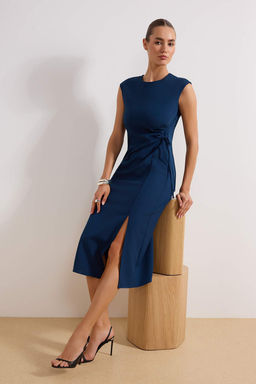 Petrol Baglama Detayl? Midi Dokuma Elbise TWOSS26EL00081