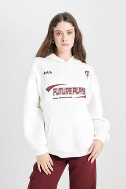 Толстовка из плотной ткани с капюшоном и принтом Cool Oversize - Defacto фото 7