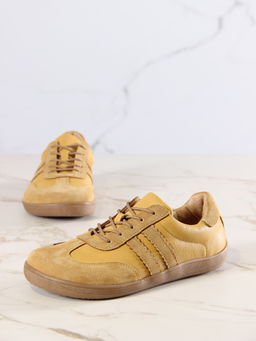 Босоногие кеды 184.natabr.Светло-желтая замша+кэмл