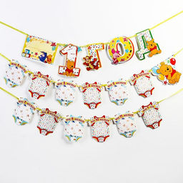 Гирлянда на ленте «Мне 1 год», (+12 карточек для фото), длина 280 см.