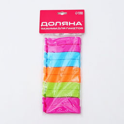 Цена за 2 шт. Зажимы для пакетов Доляна, 7.5 см, 10 шт., МИКС  фото 6