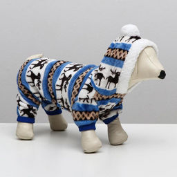 Комбинезон Олени с капюшоном, размер L (ДС 35 см, ОГ 45 см, ОШ 35 см), голубой - Simaland фото 2