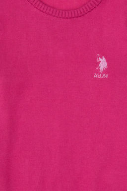 K_z _ocuk Pembe Bisiklet Yaka Basic Kazak Sepette S_rpriz _ndirim - U.s. polo assn фото 3