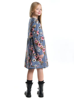 Платье для девочки вельветовое из набивного полотна UD 7844 синие мелкие цветы - Mini maxi фото 17