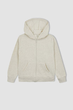 Мягкий пушистый спортивный школьный кардиган с капюшоном для девочек - Defacto фото 6