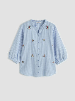 F?rf?rl? Ka??k Yaka ?izgili Kad?n G?mlek