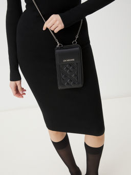 Женская сумка для смартфона LOVE MOSCHINO SLG QUILTED Артикул 4376401, черный  фото 5