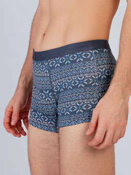 Трусы боксеры с принтом синие из хлопка (Арт. 4037MUF) - Indefini фото 4