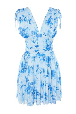 TRENDYOLMILLA Pembe-Cok Renkli A-Kesim Cicek Desenli Orme K?sa Abiye Gece Elbise TPRSS23EL00208 фото 8