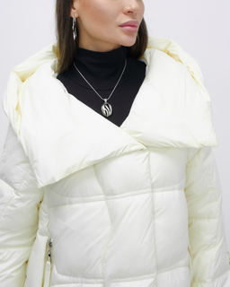 Куртка зимняя женская с большим капюшоном модная бежевого цвета 7739B - Visdeer фото 16