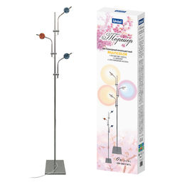 ULM-T641 3x2W/3000K CHROME MULTICOLOR Торшер напольный светодиодный, c регулировкой наклона, с линзами. Сменные светофильтры в/к. Механический выключатель. Металл. Хром. ТМ Uniel - Volpe фото 4