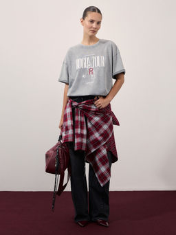 Оверсайз футболка с эффектом стирки и принтом / Zarina  фото 3